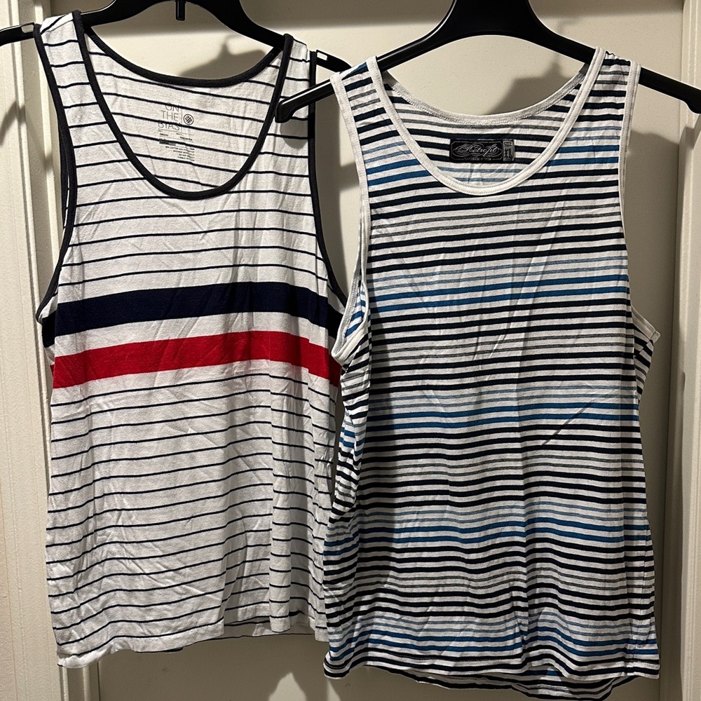 Striped Tank Tops - Navy, Red & Blue